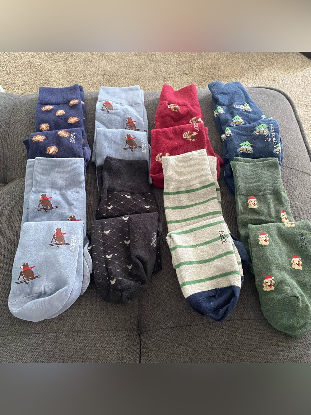 Jcrew Assorted Men's Novelty Crew Socks - Mixed Colors and 1 pair of Micky Mouse